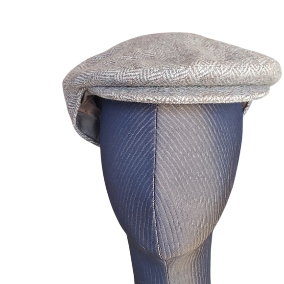 Christy's London Radnor Tweed 100% Wool Gray Brown White Newsboy Cabbie Cap Vint - Picture 2 of 15